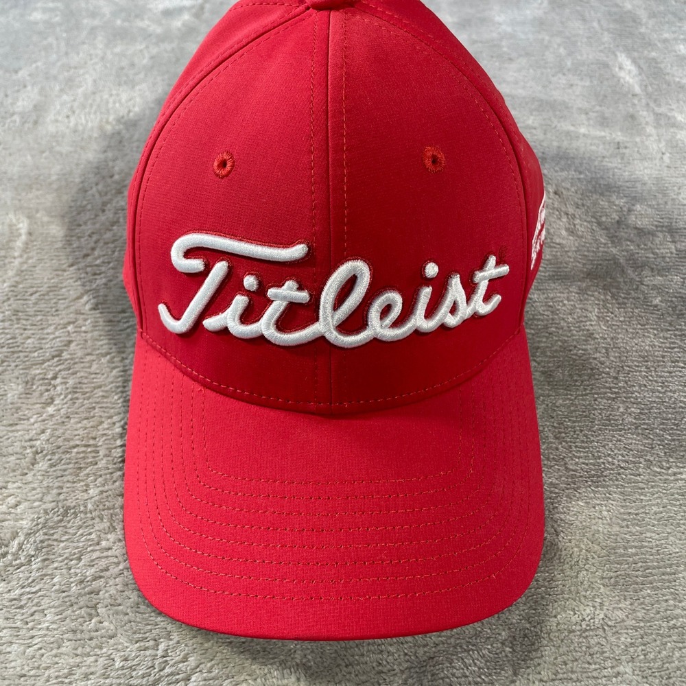 Titleist Golf Hat Cap Tour Performance Mens Adjustable Strapback Red Light‎